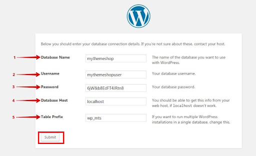 manual installation of WordPress